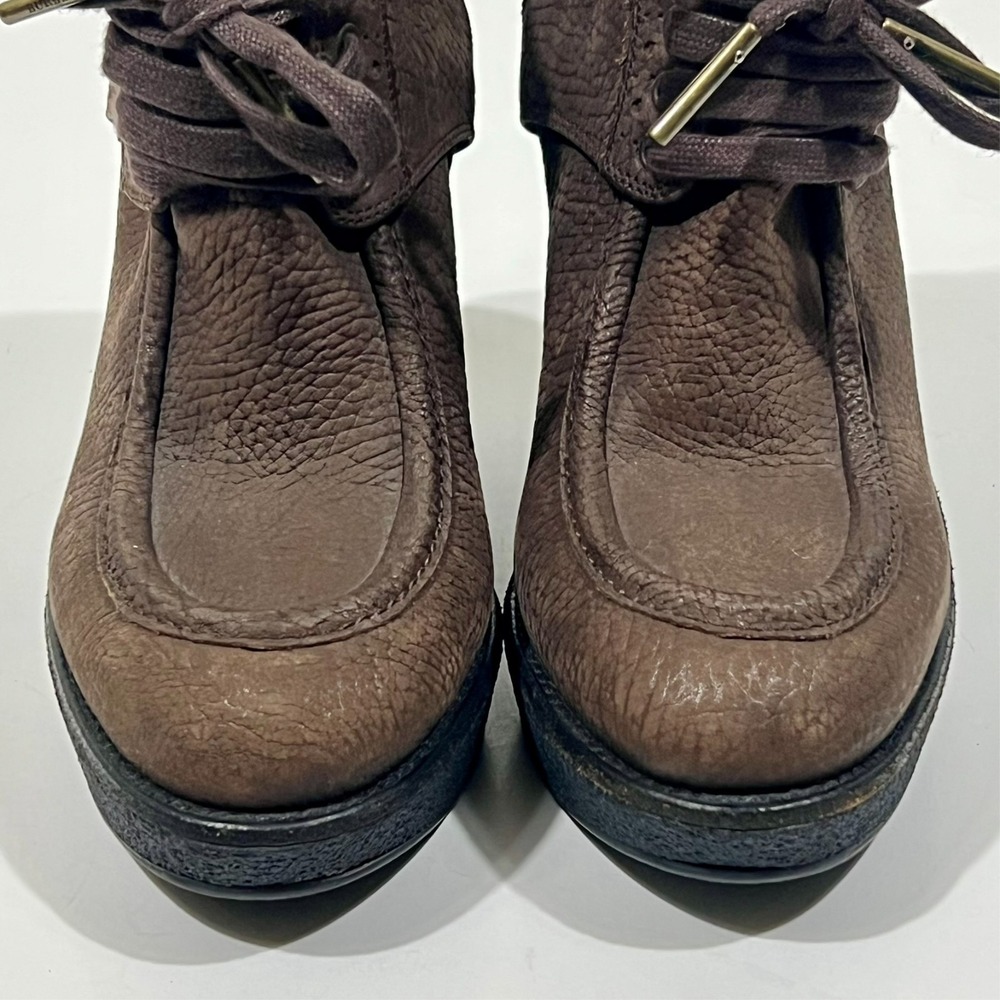 Burberry Prorsum Brown Leather Platform Wedge Booties Women's Size EU 37.5 US 7 - Picture 3 of 14